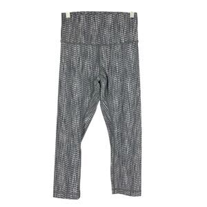 Lululemon Wunder Under HR 21" Luon Arrow Jacquard Battleship Silver Spoon Size 6
